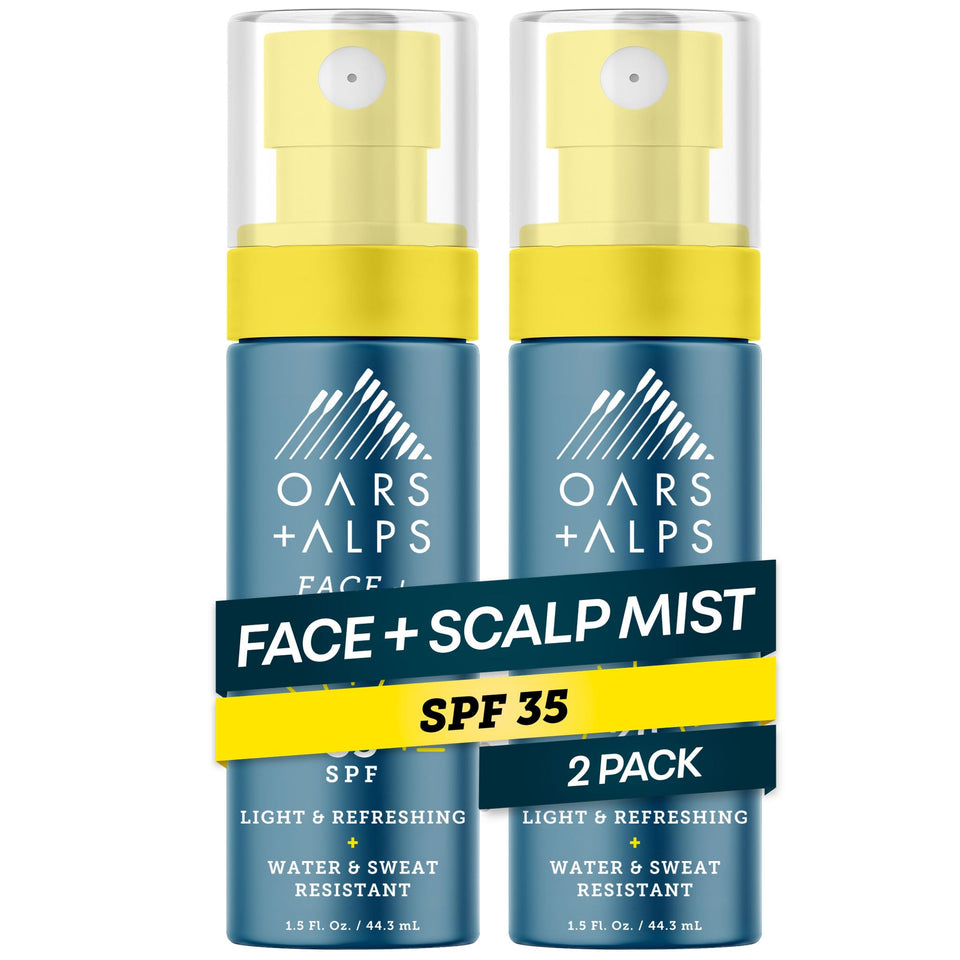 Oars + Alps front bottle showing SPF 35 and travel-ready design