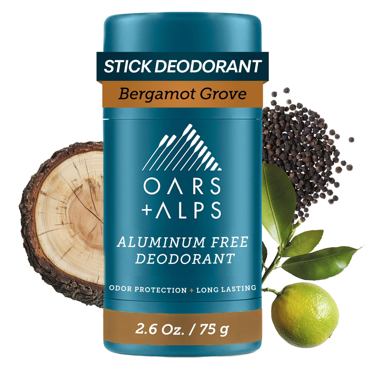 Oars + Alps front packaging showing bergamot grove scent and clean styling for quick identification
