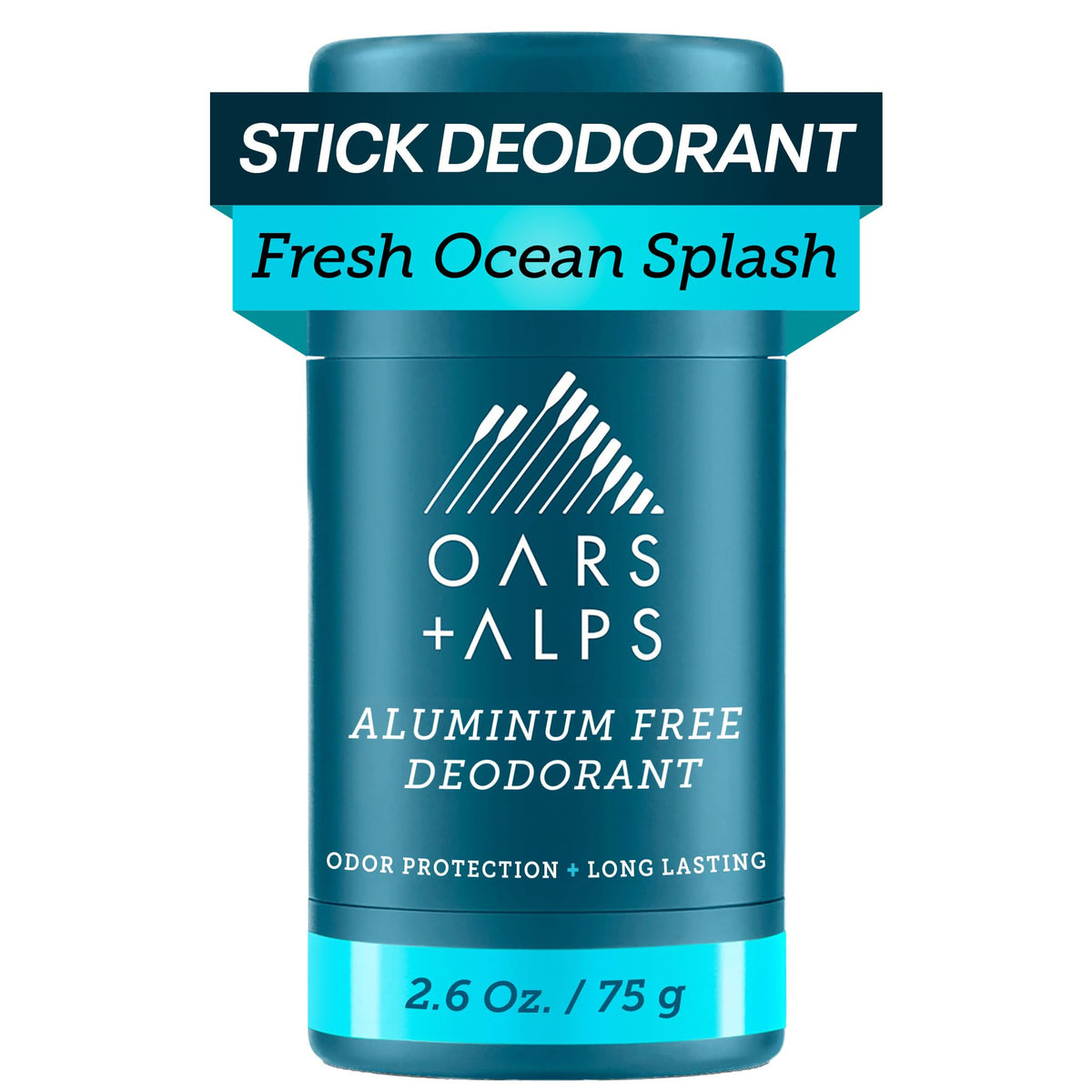 Oars + Alps front packaging showing Fresh Ocean Splash scent and clear benefits