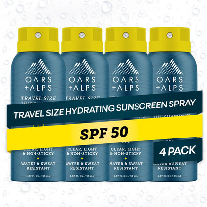 Oars + Alps front packaging showing SPF 50 and travel-size convenience
