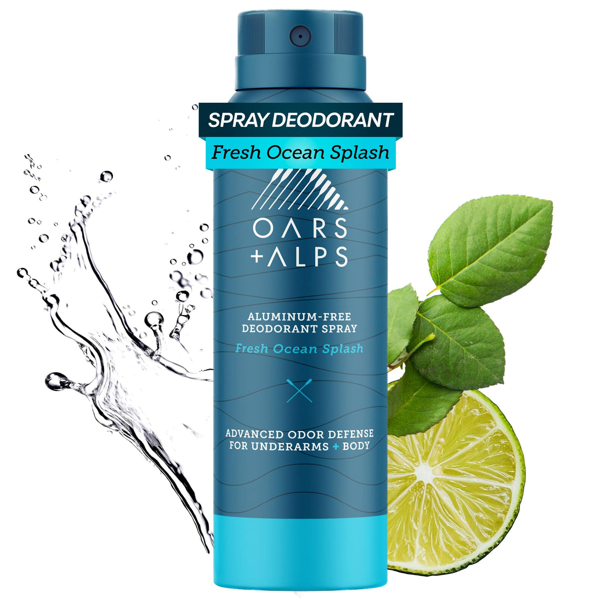 Oars + Alps front packaging showing compact travel-ready deodorant