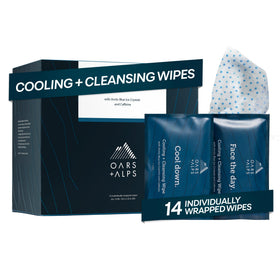 Oars + Alps front packaging showing compact 14-count travel pack and quick refresh benefit