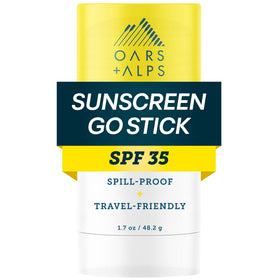oars + alps front packaging showing SPF 35 and travel-friendly design