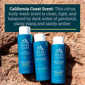 Oars + Alps ingredients shot highlighting Vitamin E sachet and antioxidant moisturizing benefit