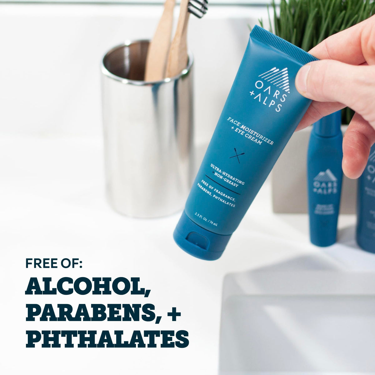 Oars + Alps ingredients label highlighting natural antioxidant benefits