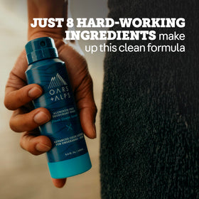 Oars + Alps label ingredient panel highlighting simple eight-ingredient formula