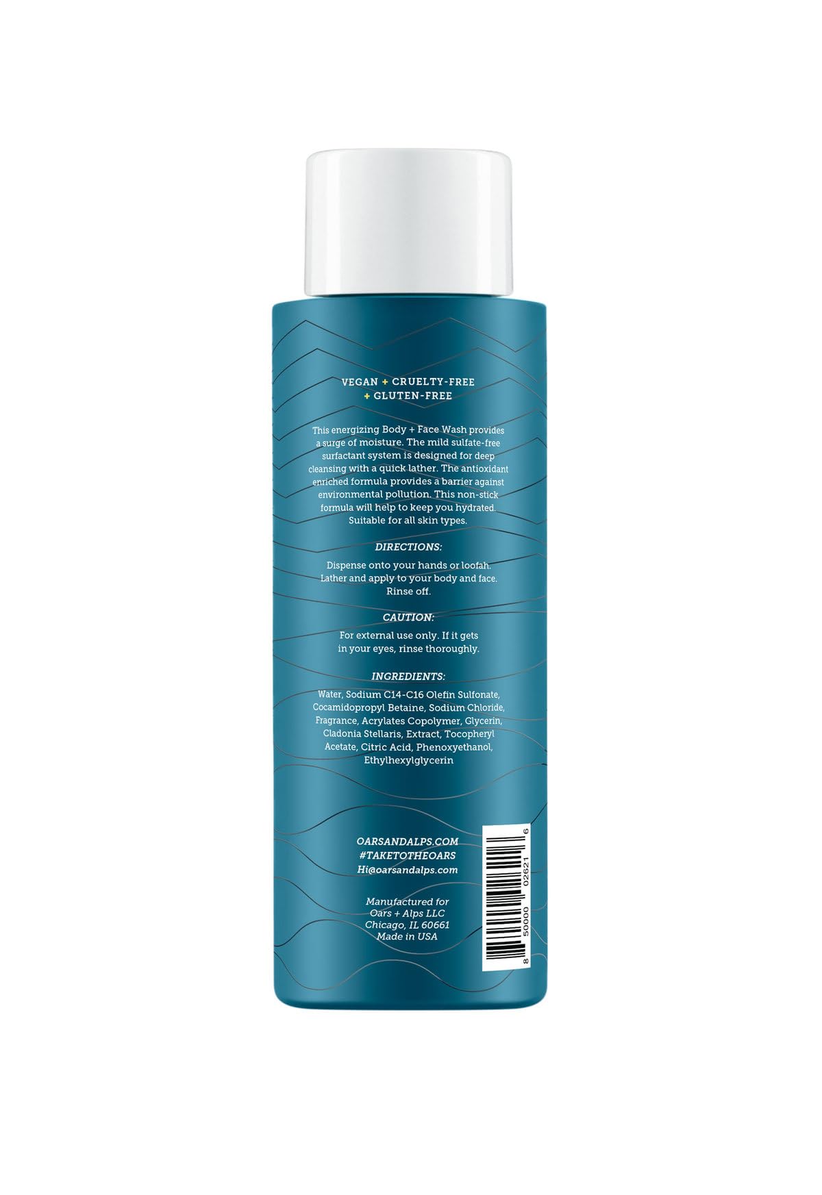 Oars + Alps bottle staged in bathroom lifestyle showing fresh scent and grooming appeal