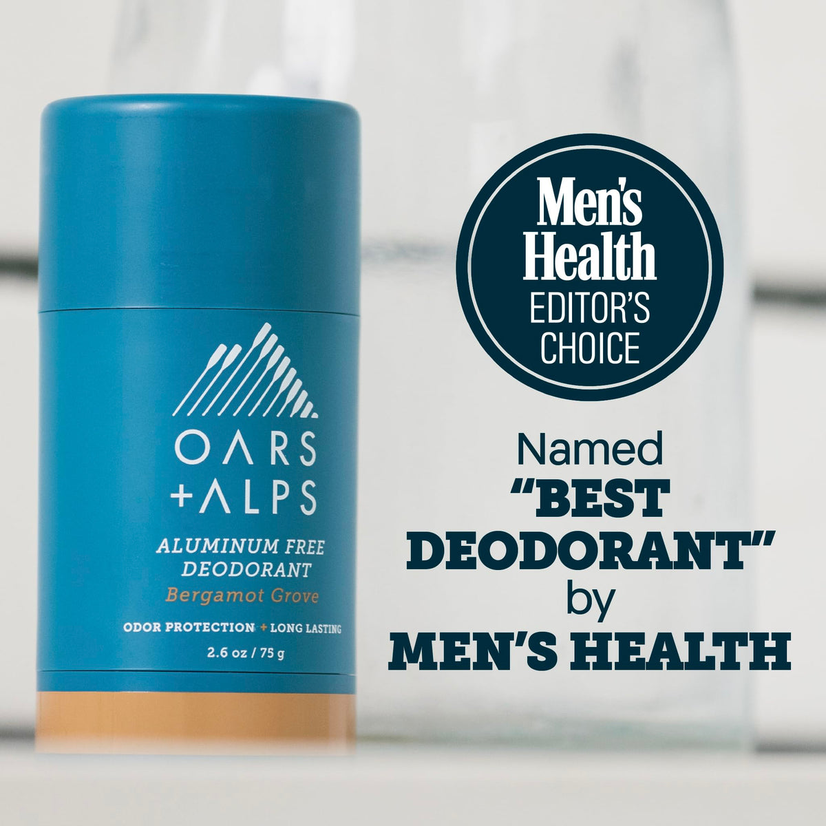 Oars + Alps deodorant stick texture close-up highlighting smooth glide and clear finish