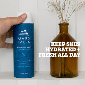 Oars + Alps creamy lather close-up demonstrating rich foam and moisturizing effect