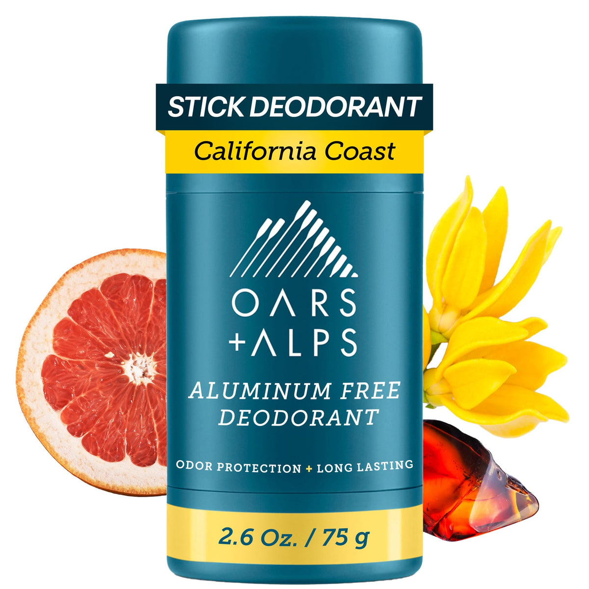 Oars + Alps front packaging showing clear stick and brand benefits