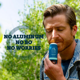 Oars + Alps label detail highlighting aluminum-free skin-safe ingredients