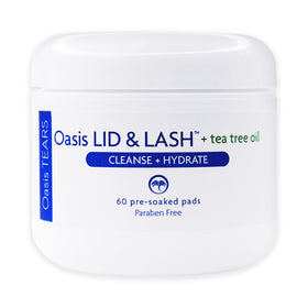 Oasis LID & LASH front packaging showing 60-count wipes and benefits