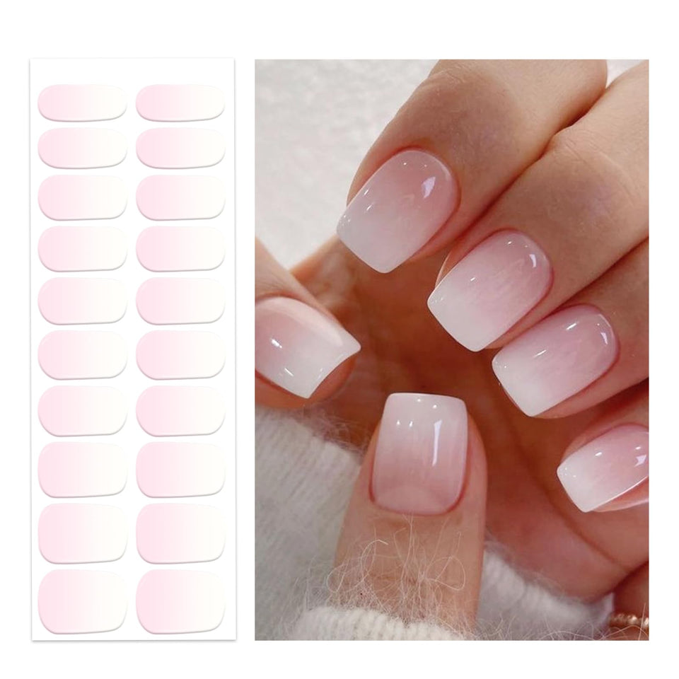 Oauee front packaging showing pink ombre strips and benefits of salon finish
