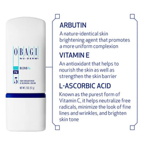 Obagi Medical closeup of ingredient panel to display actives and transparency