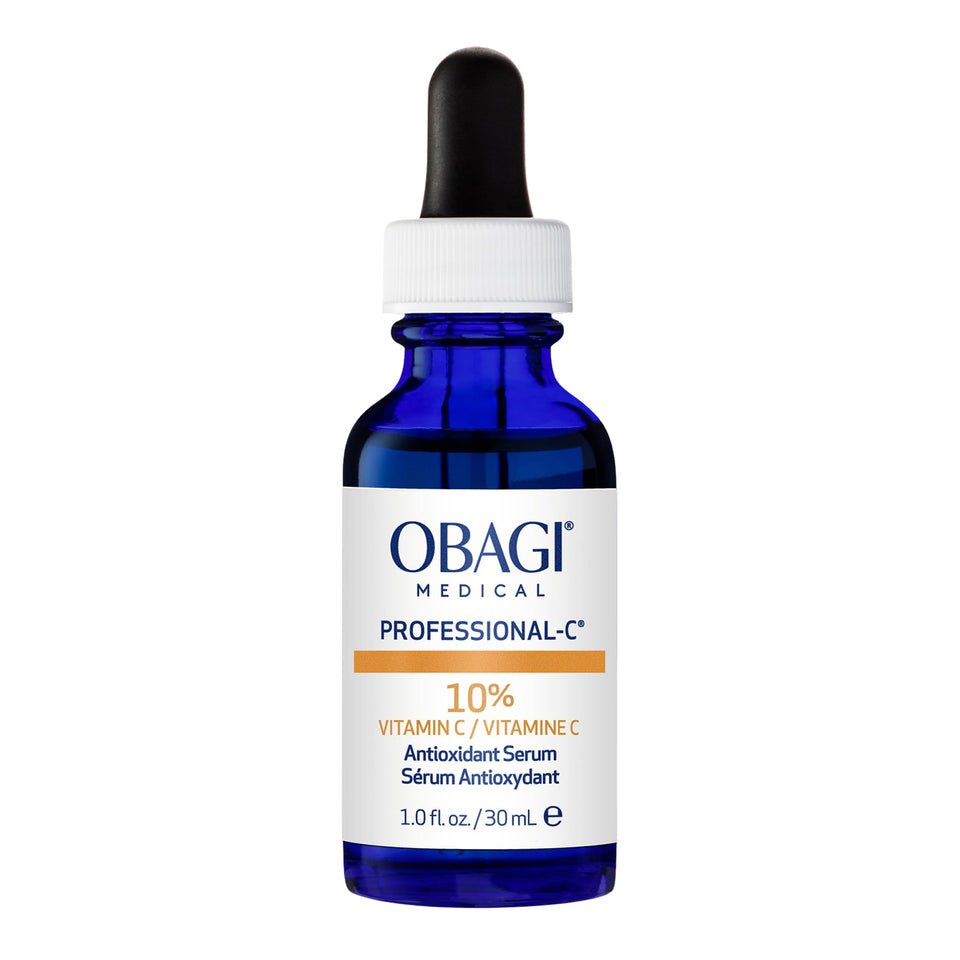 Obagi Medical front packaging showing bottle and box, conveys trusted clinical quality