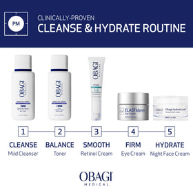 Obagi Medical cleanser staged on bathroom counter illustrating everyday skincare routine convenience