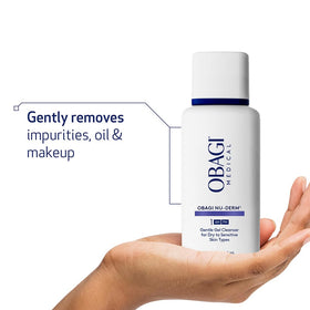 Obagi Medical gentle cleanser lather on hand close-up demonstrating mild foaming and gentle removal of impurities