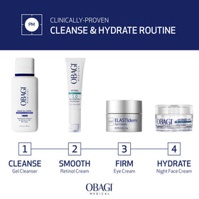 Obagi Medical label close-up showing ingredients and peptide technology benefits
