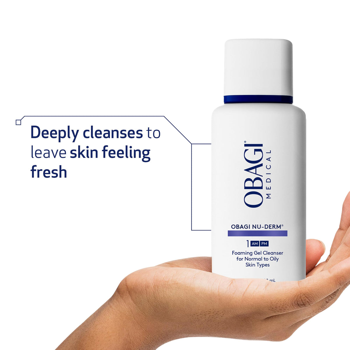 Obagi Medical foaming gel texture close-up showing lightweight creamy lather