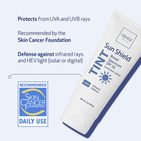 Obagi Medical back label close-up listing broad spectrum and IR defense
