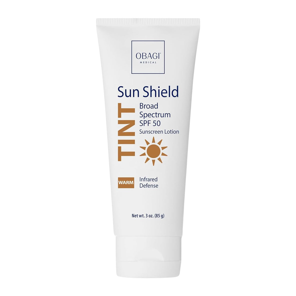 Obagi Medical front tube showing SPF 50 and warm tint benefits