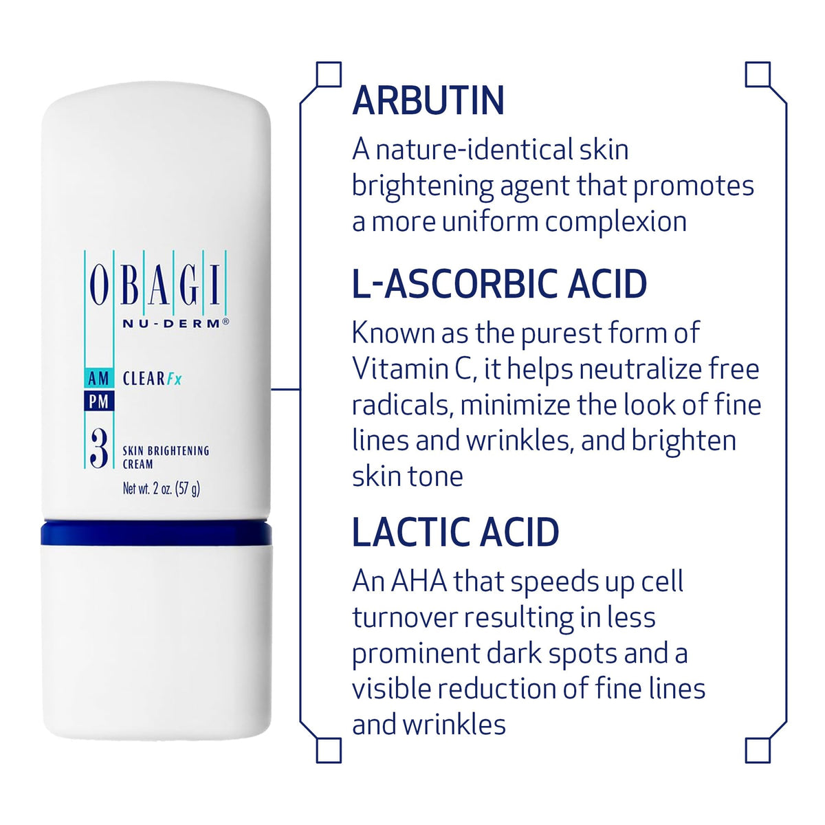 Obagi Medical ingredient focus on arbutin with clean clinical visual benefit