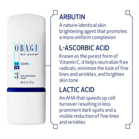 Obagi Medical ingredient focus on arbutin with clean clinical visual benefit