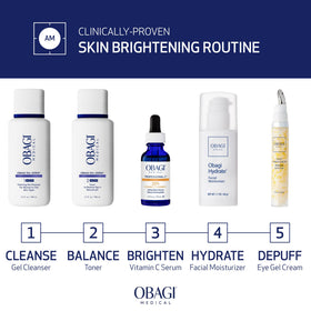 Obagi Medical serum on hand being smoothed in demonstrating easy blending benefit