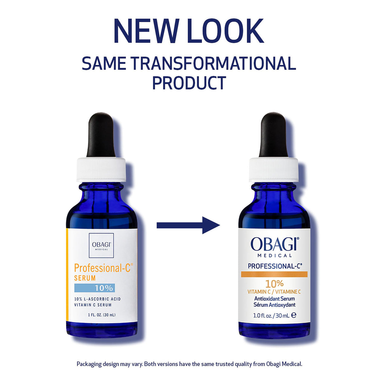 Obagi Medical dropper close-up dispensing serum, highlights precise application benefit