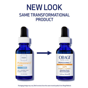 Obagi Medical dropper close-up dispensing serum, highlights precise application benefit