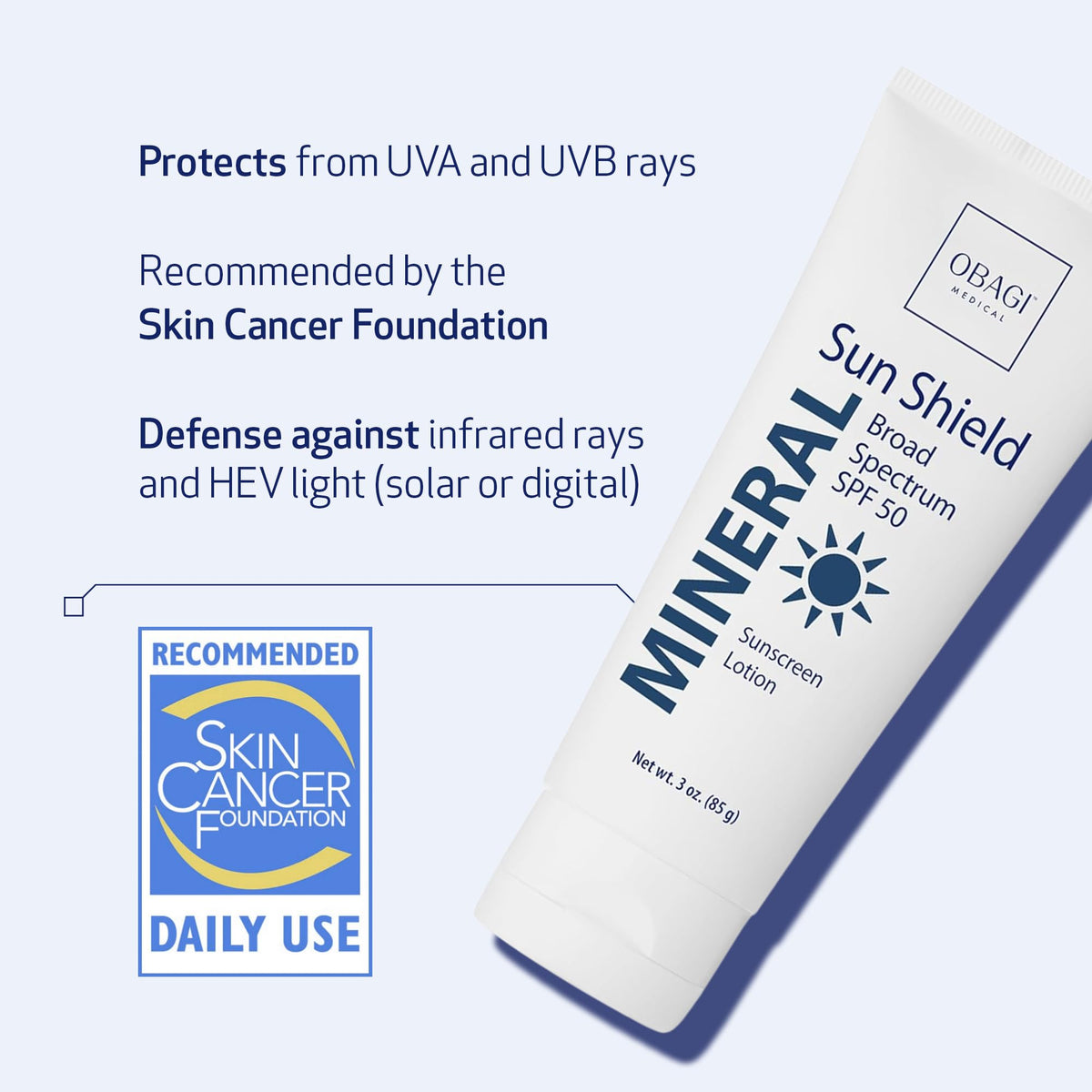 Obagi Sun Shield Mineral close-up texture dispensing, silky sheer finish for makeup layering
