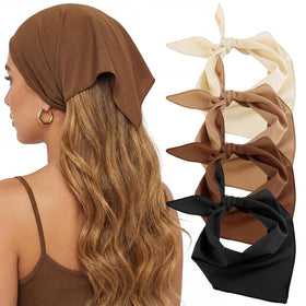 obeoby all four neutral scarves laid flat to show color range and triangle shape
