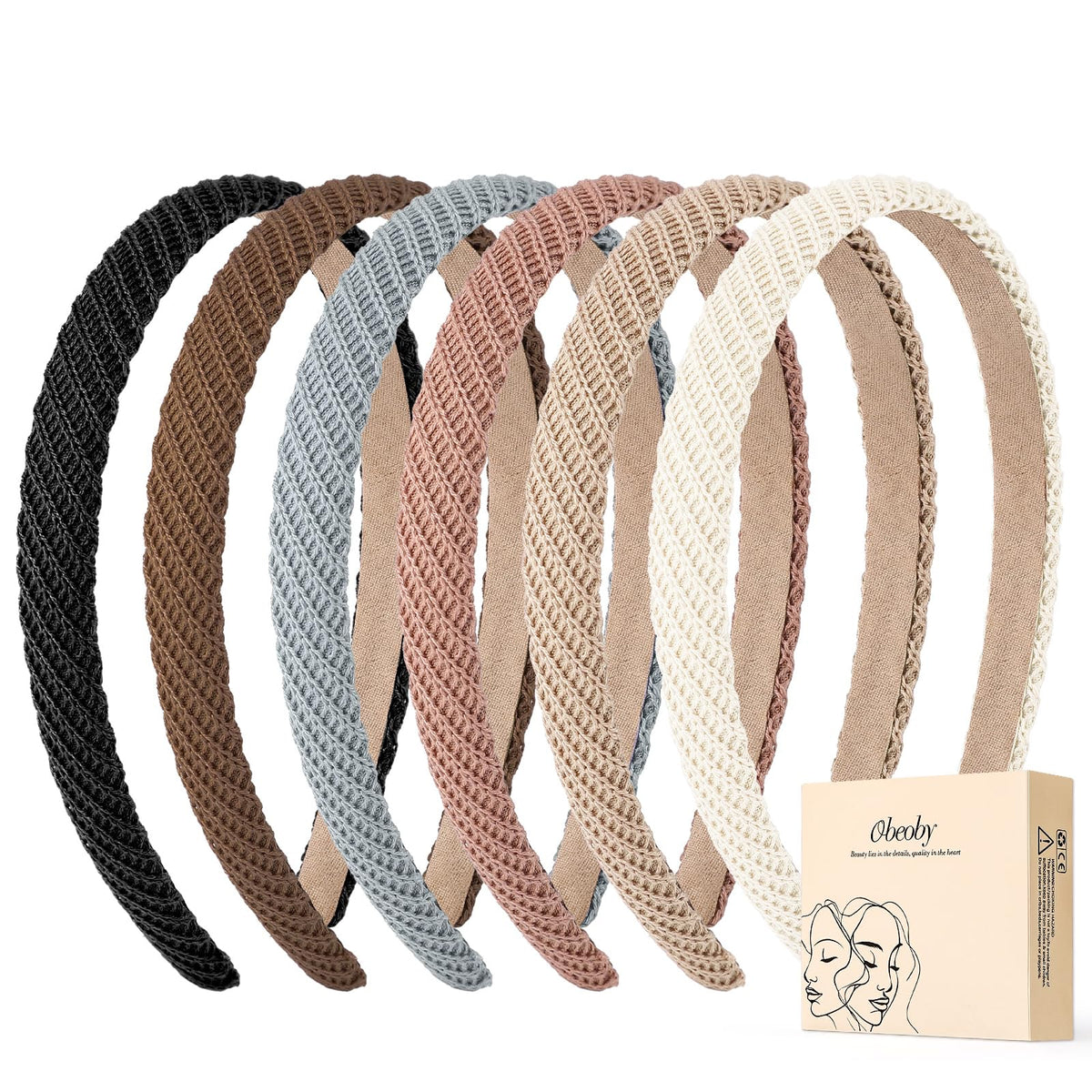 obeoby front packaging brown series showing six neutral headbands for easy outfit matching