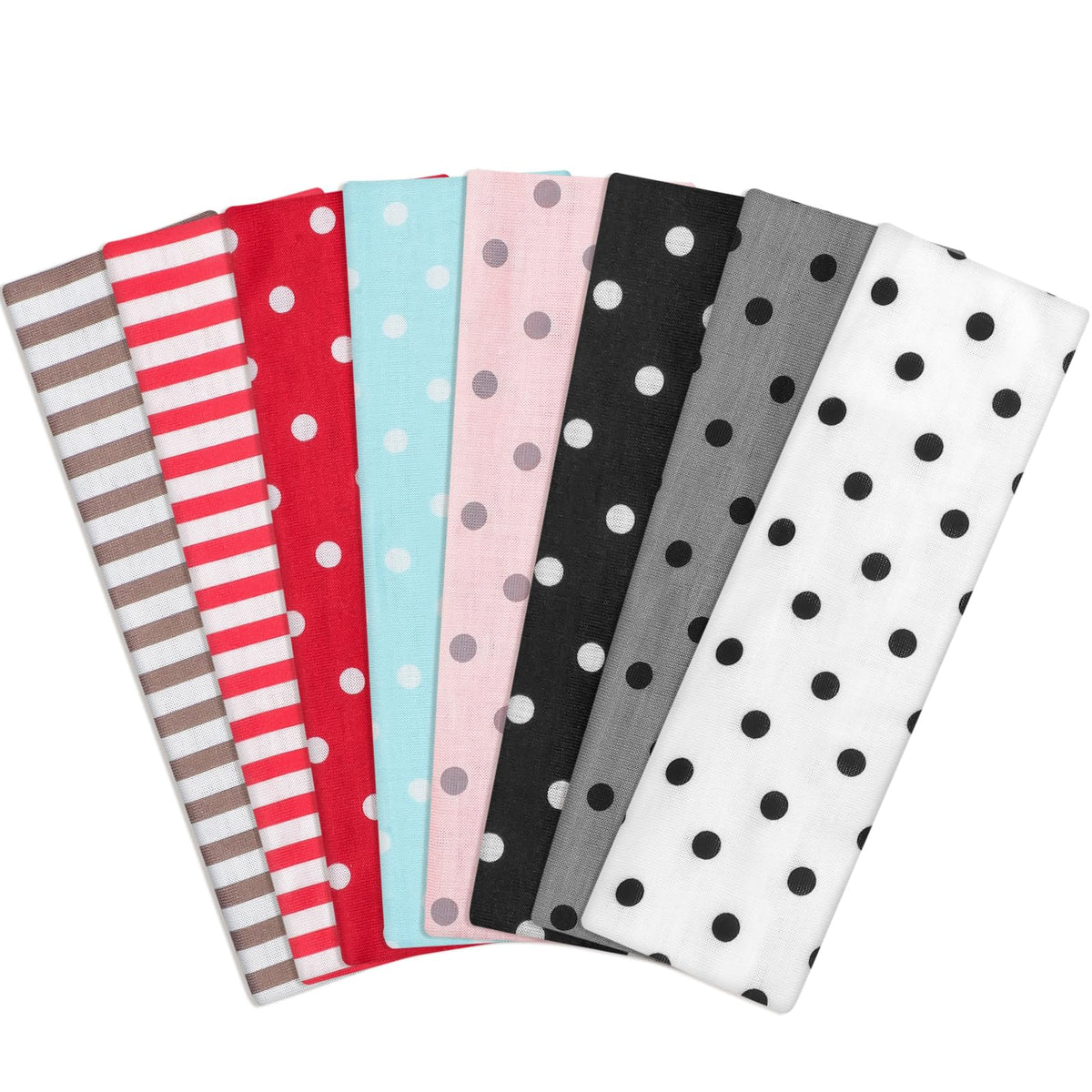 obeoby front packaging showing the 8 colorful polka dot headbands for easy selection