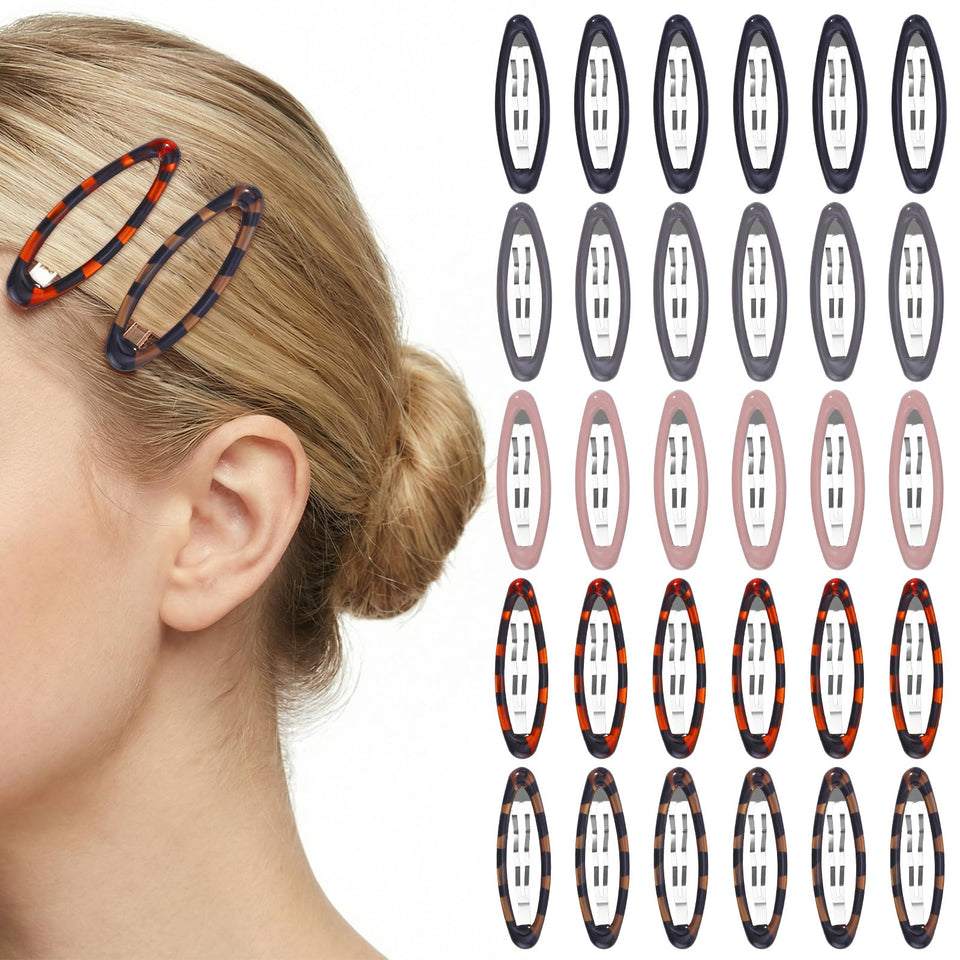 obeoby front view of 30-piece tortoise shell snap clips, tidy storage benefit