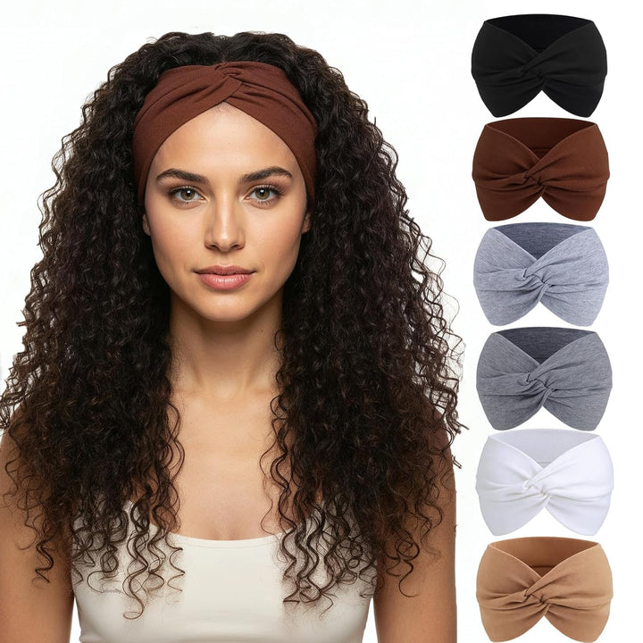 obeoby front view wide turban headband showing full coverage and stylish knot