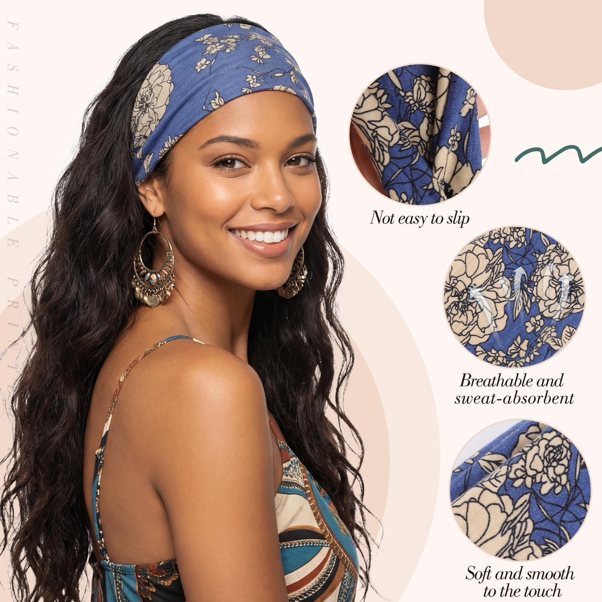 obeoby model wearing headband in lifestyle scene adds boho outfit appeal