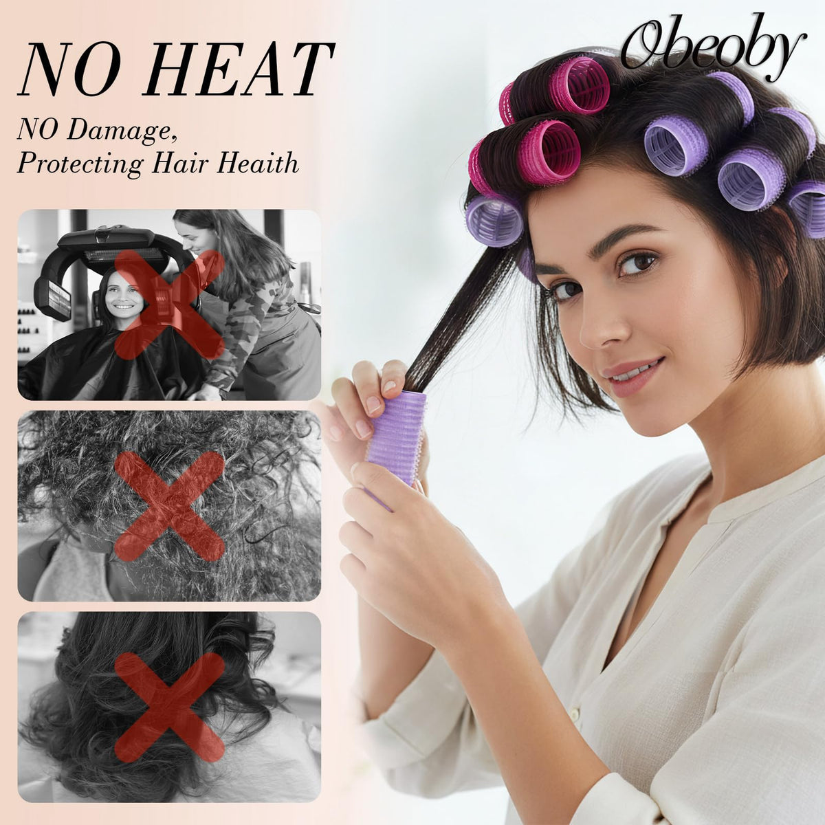 obeoby comb and curlers laid out, includes sectioning tool for neat wraps