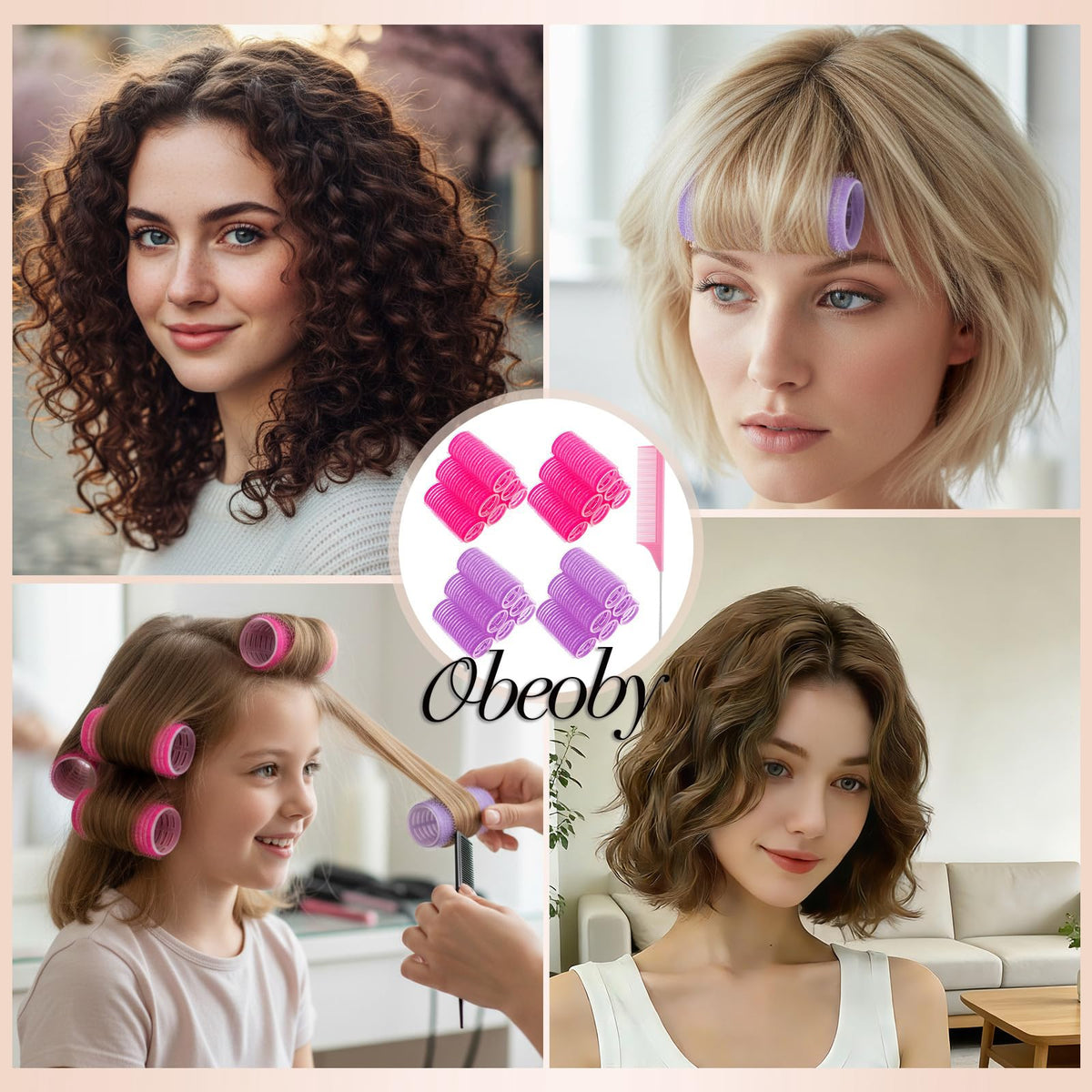 obeoby rollers set in bedside scene, comfortable overnight curl setting