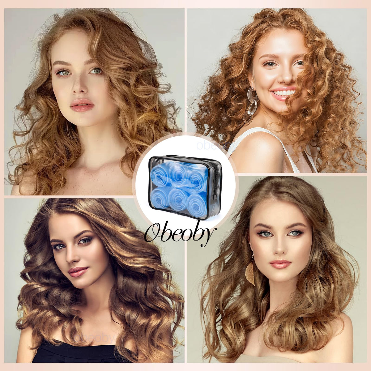 obeoby lifestyle shot woman using rollers in mirror for effortless styling
