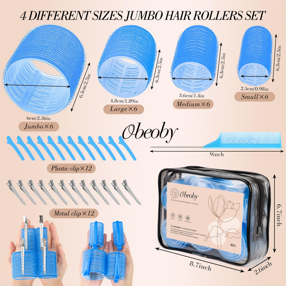 obeoby arranged rollers by size showing variety for different curl styles