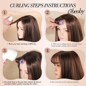 obeoby rollers wrapped on short hair, produces tight curls without heat