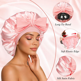 obeoby silk scrunchie beside bonnet offering gentle daytime hold