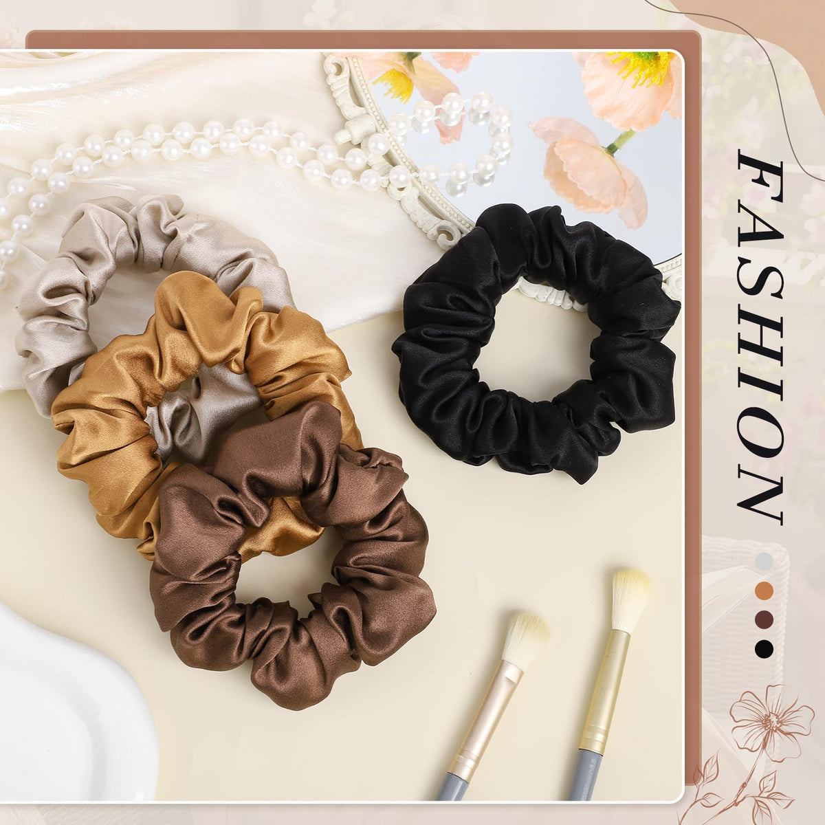 obeoby scrunchies placed on satin pillowcase, indicates night protection benefit