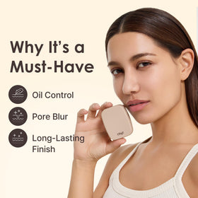 OBgE translucent finish on skin before and after showing pore blurring effect