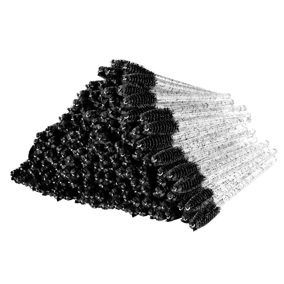 Obinhere front pack of 300 black disposable mascara wands showing bulk supply benefit