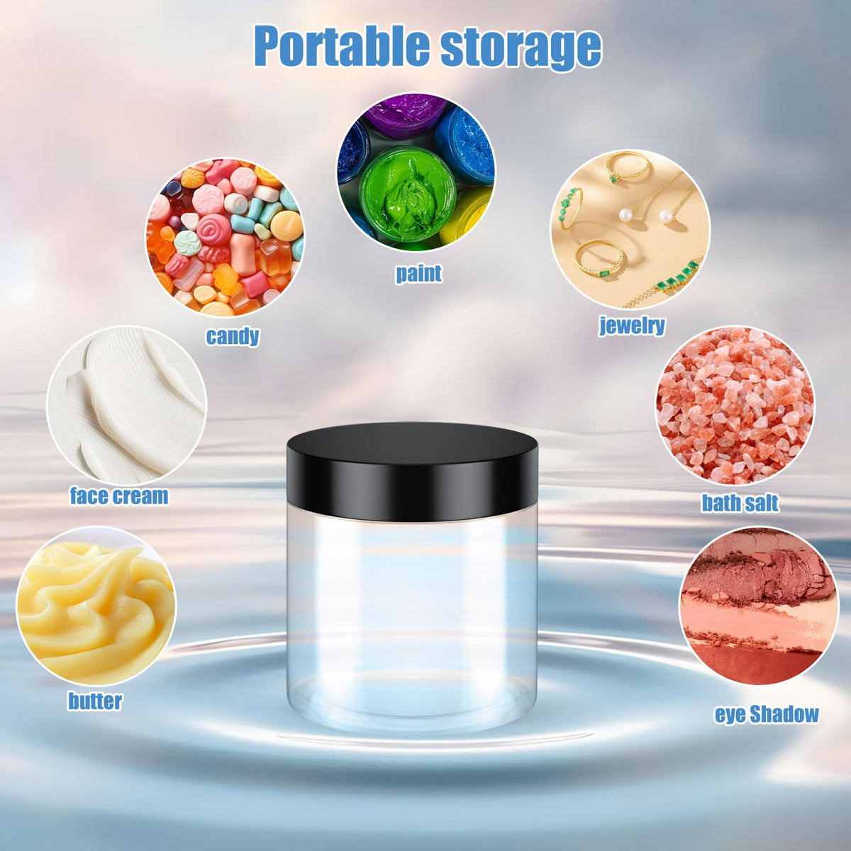 OBKJJ wide mouth jar open for easy filling and quick cosmetic access
