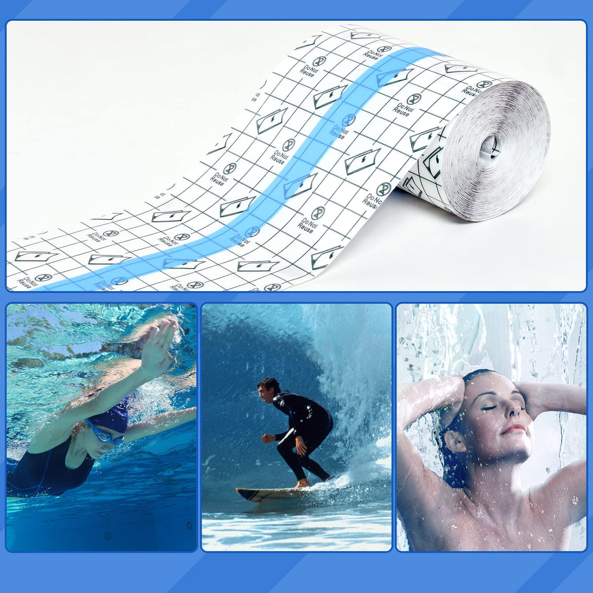 OBTANIM film on skin during shower demonstrating waterproof protection