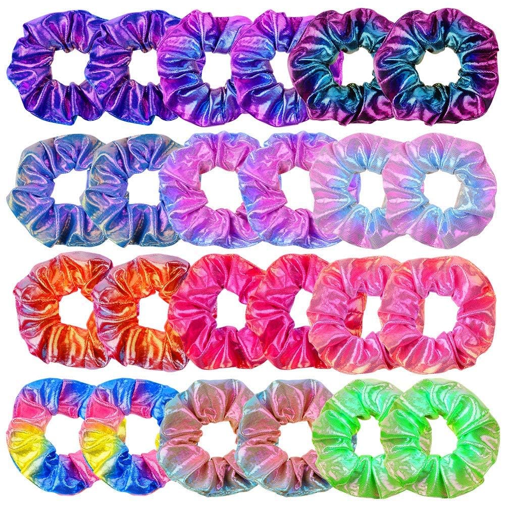 OCATO front packaging showing 24 colorful metallic scrunchies and gift bag benefit storage