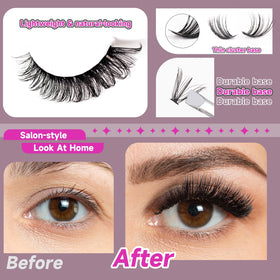 Ocean Pearl before and after eye comparison showing fuller lash results